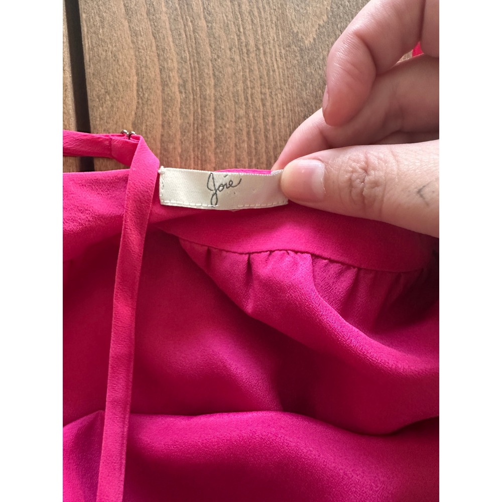 Joie Hot Pink 100% Silk Sleeveless Romper Adjustable Waist Pocket - Picture 7 of 9
